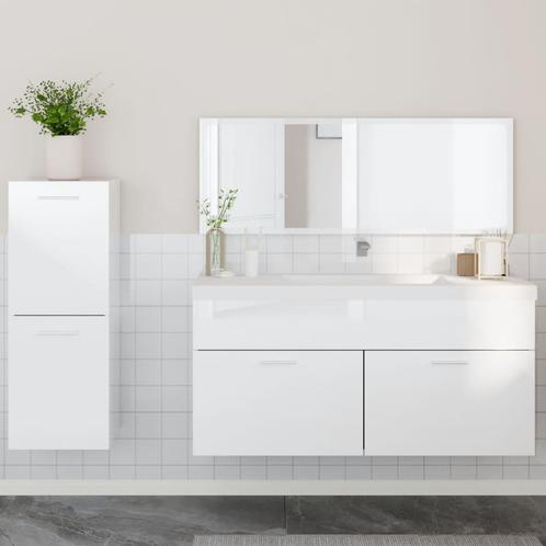 vidaXL 3-delige Badkamermeubelset bewerkt hout hoogglans wit, Huis en Inrichting, Badkamer | Badkamermeubels, Nieuw, Verzenden