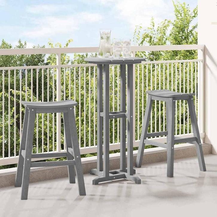 vidaXL Tuin Bar Set 3 pcs Lichtgrijs HDPE, Tuin en Terras, Tuinsets en Loungesets, Nieuw, Verzenden