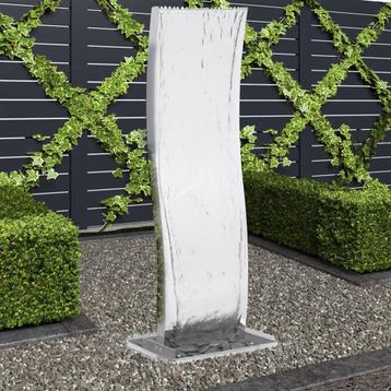vidaXL Tuinfontein met pomp gebogen 130 cm roestvrij staal, Tuin en Terras, Verzenden, Nieuw