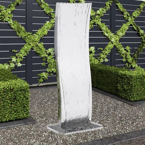 vidaXL Tuinfontein met pomp gebogen 130 cm roestvrij staal, Tuin en Terras, Waterpartijen en Fonteinen, Nieuw, Verzenden