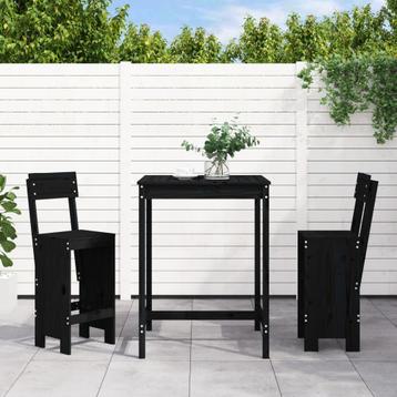 vidaXL 3-delige Tuinbarset massief grenenhout zwart, Verzenden