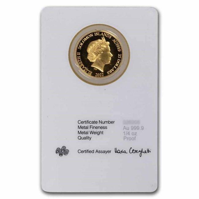 Salomonseilanden. 25 Dollars 2022 1/4 oz $25 Solomon Islands, Timbres & Monnaies, Métaux nobles & Lingots