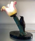 Tafellamp met beeldje - Marmer, Brons, pate de verre - art