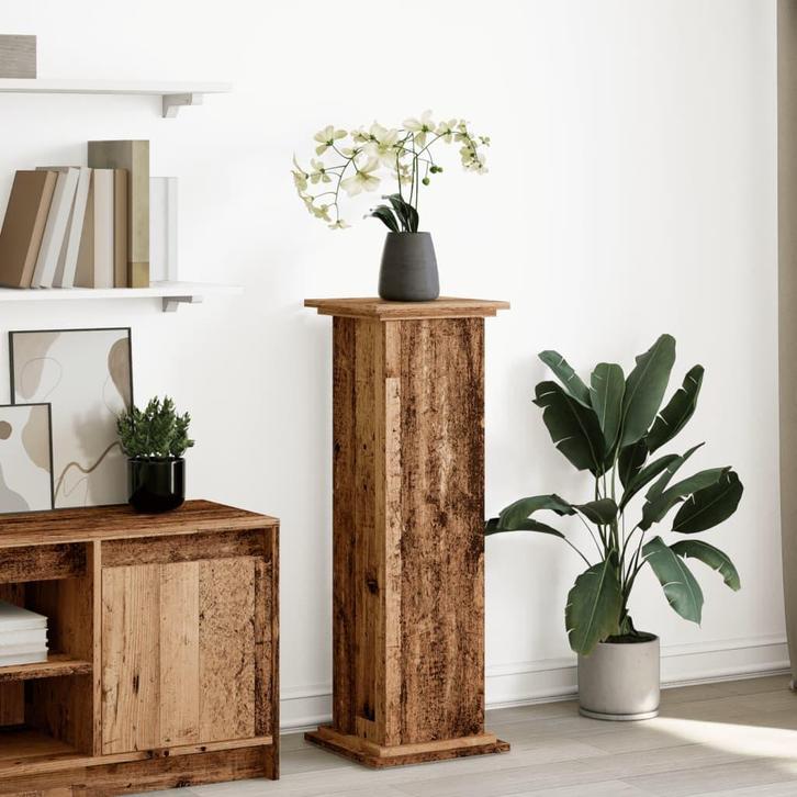 vidaXL Sokkel met opbergruimte 31x30x90 cm bewerkt hout oud, Tuin en Terras, Bloembakken en Plantenbakken, Nieuw, Verzenden