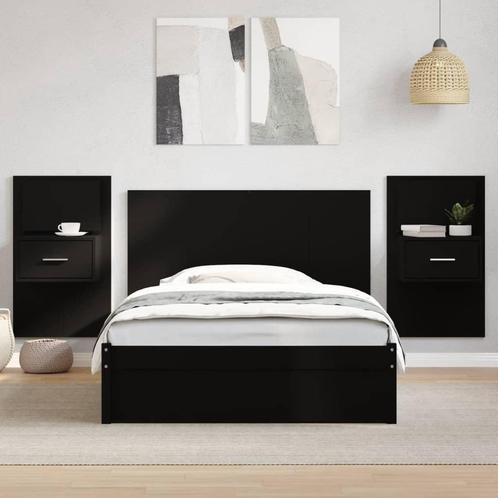 vidaXL Tête de lit avec armoires noir 120 cm bois, Maison & Meubles, Chambre à coucher | Lits, Neuf, Envoi