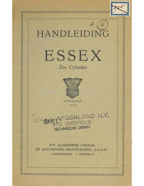 1926 ESSEX INSTRUCTIEBOEKJE NEDERLANDS, Auto diversen, Handleidingen en Instructieboekjes, Ophalen of Verzenden