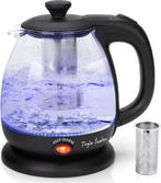 Waterkoker glas- met LED - 1L - 2200W - Zwart •, Verzenden