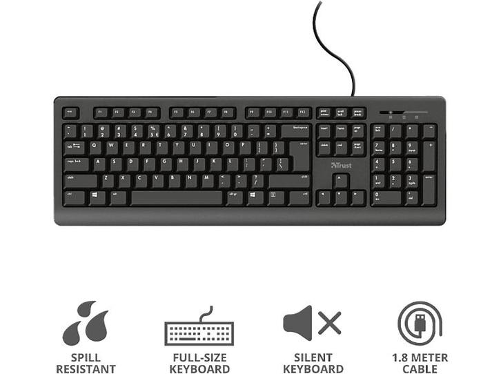 Trust -  Toetsenbord Primo Azerty Zwart, Computers en Software, Toetsenborden, Nieuw, Bedraad, Verzenden
