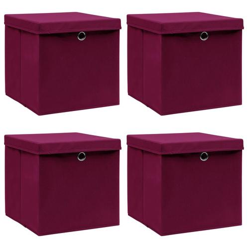 vidaXL Opbergboxen met deksel 4 st 32x32x32 cm stof, Doe-het-zelf en Bouw, Kratten en Dozen, Nieuw, Verzenden