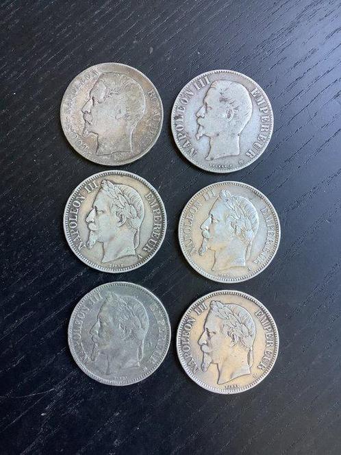Frankrijk. Napoléon III. 5 Francs 1852-1870 (6 munten), Postzegels en Munten, Munten | Europa | Euromunten