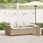 vidaXL Tuinbank 3-zits met kussens poly rattan beige, Tuin en Terras, Verzenden, Nieuw