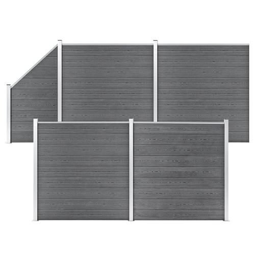 vidaXL Schuttingset 4 vierkant en 1 schuin 792x186 HKC grijs, Tuin en Terras, Tuinhekken en Hekwerk, Nieuw, Verzenden