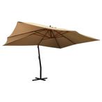 vidaXL Zweefparasol met houten paal 400x300 cm taupe, Tuin en Terras, Verzenden, Nieuw