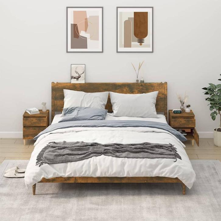 vidaXL Nachtkastjes 2 st 40x35x50 cm gerookt eikenkleurig, Huis en Inrichting, Kasten | Overige, Nieuw, Verzenden