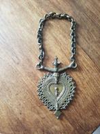 Oud Shivaïtisch bronzen veeamulet hanger aan ketting -, Antiek en Kunst