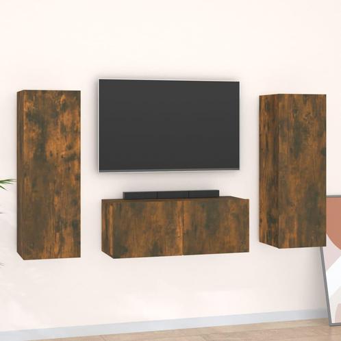 vidaXL Ensemble de meubles TV 3 pcs Chêne fumé Bois, Huis en Inrichting, Kasten |Televisiemeubels, Verzenden