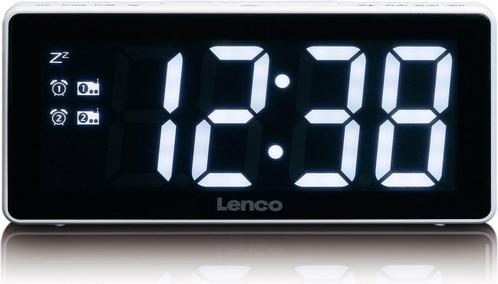 Wekkerradio met groot 3” LED Display - Wit Lenco CR-30WH, Audio, Tv en Foto, Overige Audio, Tv en Foto, Nieuw, Verzenden