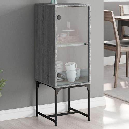 vidaXL Armoire latérale avec porte en verre sonoma gris, Maison & Meubles, Armoires | Dressoirs, Neuf, Envoi