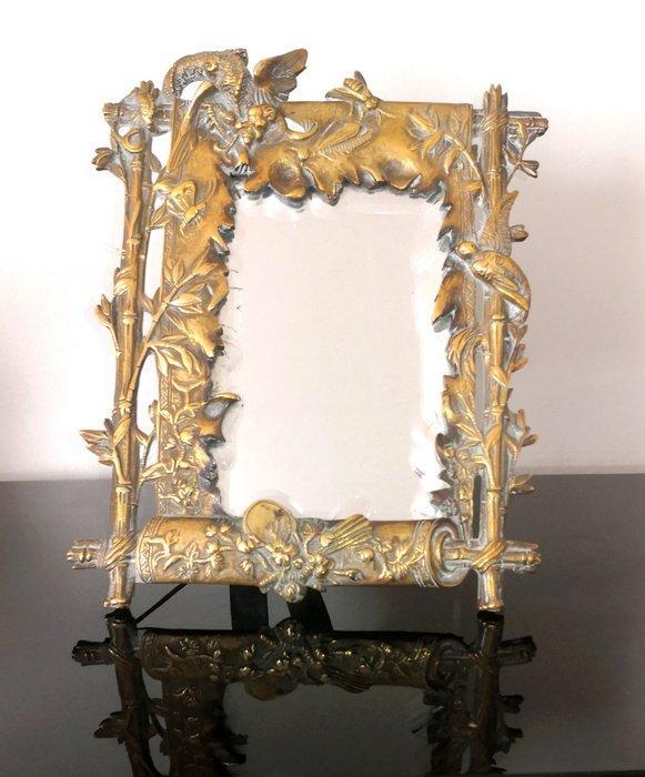 Époque Napoléon III - Spiegel - Verguld brons,, Antiek en Kunst, Antiek | Meubels | Stoelen en Sofa's