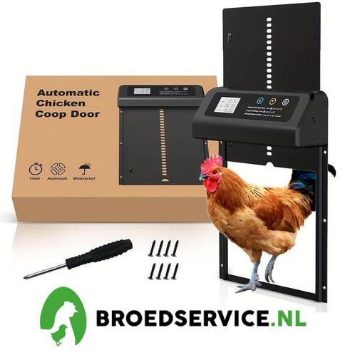 Actie - Premium Kippendeur met Timer en Zonnepaneel, Dieren en Toebehoren, Pluimvee | Toebehoren, Kippenhok of Kippenren, Nieuw