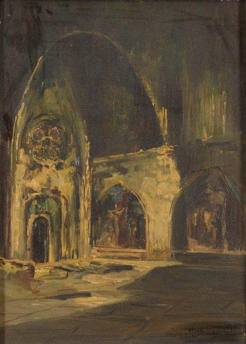 Henk ten Cate (1867-1955) - Kerkinterieur, Antiek en Kunst, Kunst | Schilderijen | Klassiek