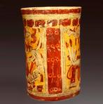 Maya Keramiek Polychrome cilinder met helden-tweelingen.