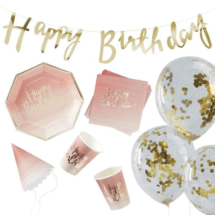 Happy Birthday Decoratie Set 6 delig, Hobby en Vrije tijd, Feestartikelen, Nieuw, Verzenden