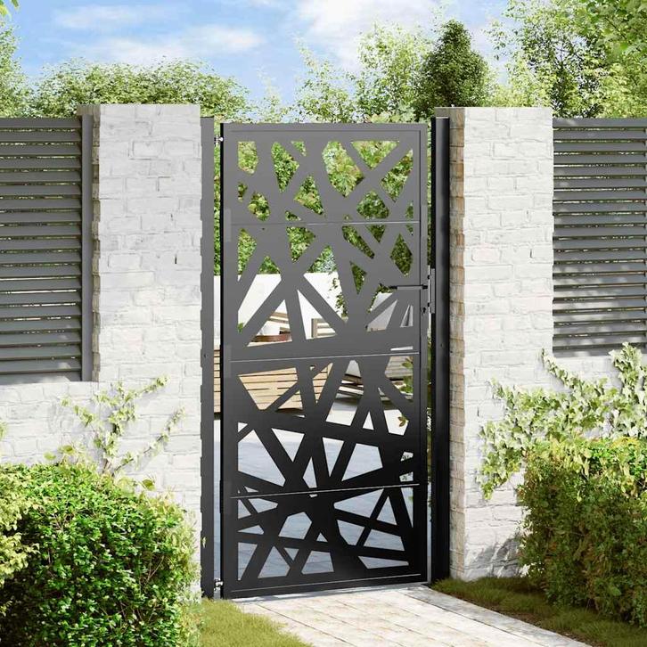 vidaXL Poort met lichtontwerp 105x180 cm staal zwart, Tuin en Terras, Tuinpoorten, Nieuw, Verzenden