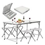 Opvouwbare Picknicktafel 120x70cm met stoeltjes Wit, Jardin & Terrasse, Tables de pique-nique, Ophalen