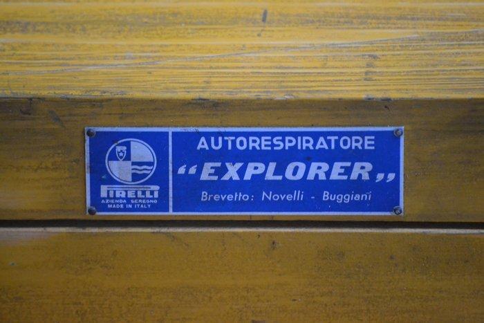 Maritieme objecten - Pirelli - Staal- Autorespirator Pirelli, Antiek en Kunst, Curiosa en Brocante