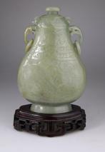 Vase Sculpture Pierre Dure Serpentine Chine Chinese Carved, Antiquités & Art, Antiquités | Autres Antiquités