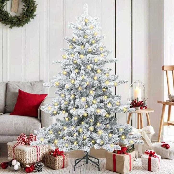 vidaXL Kunstmatige Hinged Kerstboom met 150 LED 150 cm PVC, Diversen, Kerst, Nieuw, Verzenden