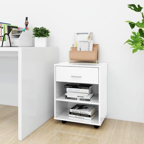 vidaXL Rolkast 46x36x59 cm bewerkt hout hoogglans wit, Huis en Inrichting, Kasten | Overige, Nieuw, Verzenden