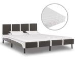 vidaXL Bed met matras grijs en wit kunstleer 180x200 cm, Nieuw, Verzenden