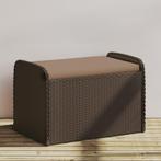 vidaXL Opbergbankje met kussen 80x51x52 cm poly rattan bruin, Tuin en Terras, Verzenden, Nieuw