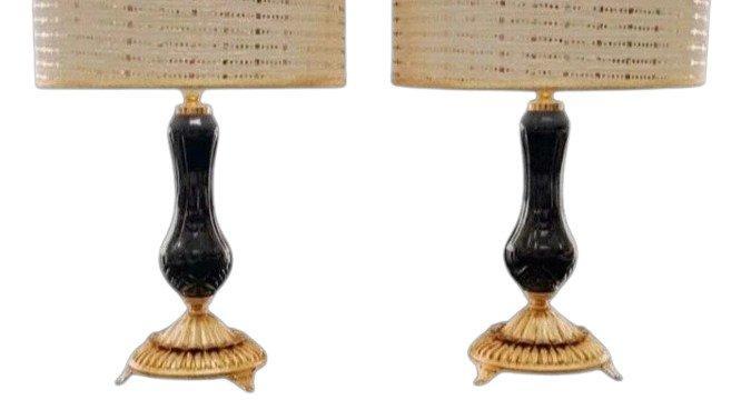 Murano glass gilded table lamps - Tafellamp (2) - Verguld, Huis en Inrichting, Overige Huis en Inrichting