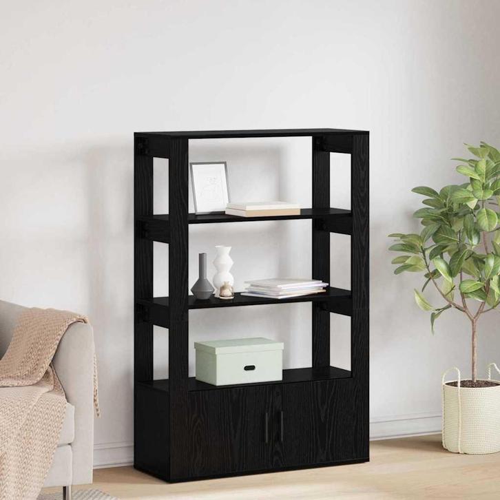vidaXL Dressoir Zwart eiken 30 x 80 x 119,5 cm Bewerkt hout, Huis en Inrichting, Kasten | Dressoirs, Nieuw, Verzenden