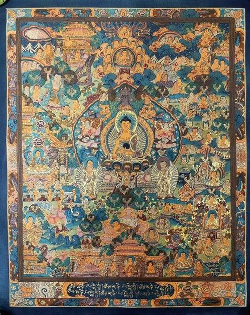 Thangka (1) - Toile en coton - Dieu - Buddhs life ( life of, Antiek en Kunst, Antiek | Overige Antiek