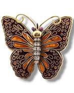 Broche - 14 carats Or jaune, Broche papillon en émail en or
