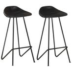 vidaXL Tabourets de bar lot de 2 noir cuir véritable, Maison & Meubles, Tabourets de bar, Verzenden, Neuf