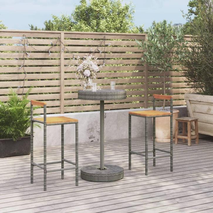 vidaXL 3-delige Tuinbarset poly rattan en massief acaciahout, Tuin en Terras, Tuinsets en Loungesets, Nieuw, Verzenden