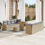 vidaXL Tuinbank Set met kussen 11 pcs Beige poly rattan, Tuin en Terras, Verzenden, Nieuw