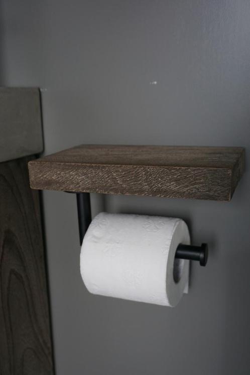 Toiletrolhouder Hout Giel Grey 20x13 cm, Doe-het-zelf en Bouw, Sanitair, Nieuw, Verzenden