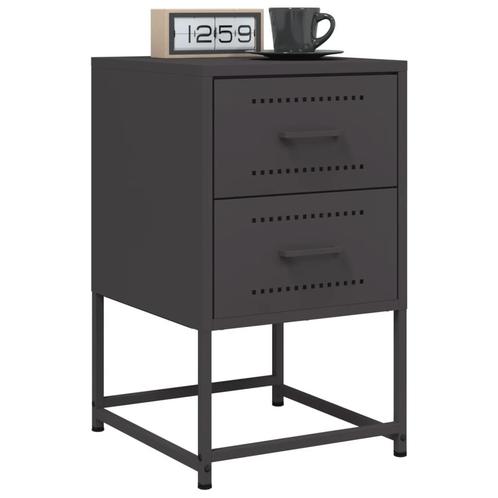 vidaXL Nachtkastjes 2 st 36x39x60,5 cm staal zwart, Huis en Inrichting, Slaapkamer | Nachtkastjes, Nieuw, Verzenden