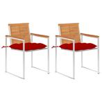 vidaXL Tuinstoelen 2 st met kussens massief acaciahout en, Tuin en Terras, Tuinstoelen, Verzenden, Nieuw