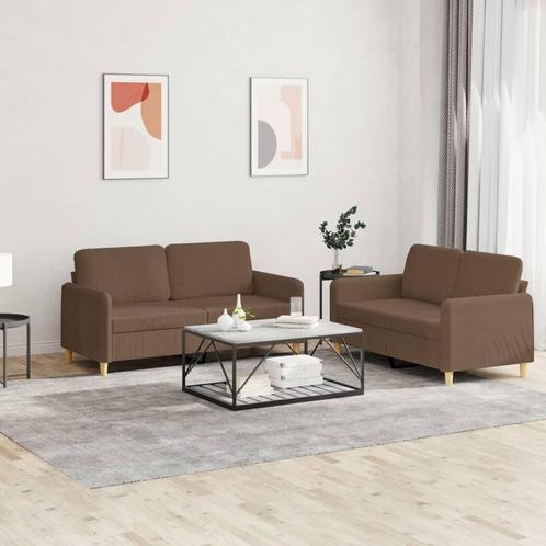 vidaXL 2-delige Loungeset met kussens stof bruin, Huis en Inrichting, Zetels | Zetels, Nieuw, Verzenden