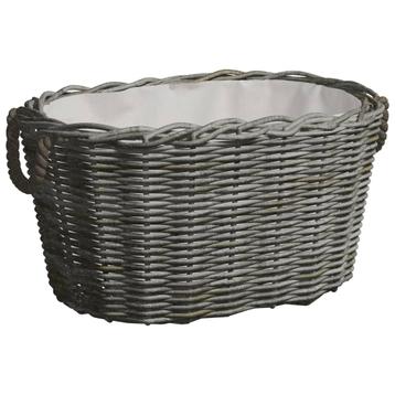 vidaXL Houtmand met handvatten 59x42x28 cm wilgenhout grijs, Verzenden