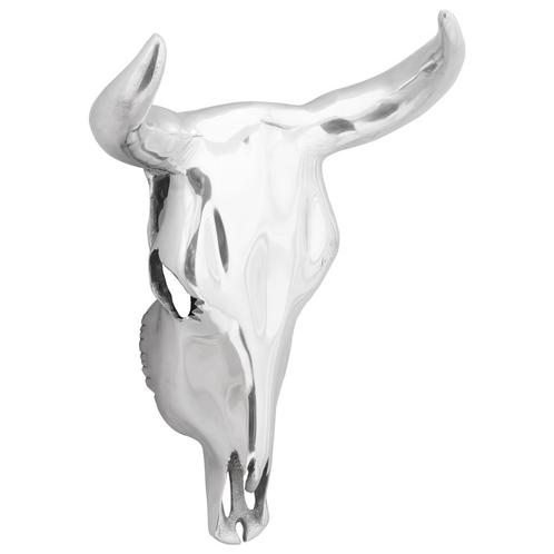 vidaXL Wandgemonteerde Bullenkop Zilver 34x13x53 cm, Antiek en Kunst, Kunst | Beelden en Houtsnijwerken, Verzenden