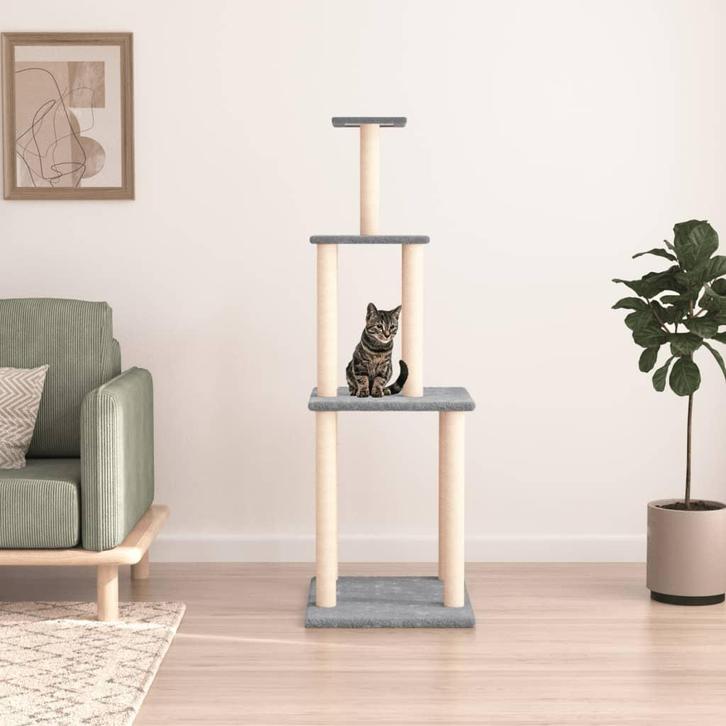 vidaXL Kattenmeubel met sisal krabpalen 149 cm lichtgrijs, Dieren en Toebehoren, Katten-accessoires, Nieuw, Verzenden