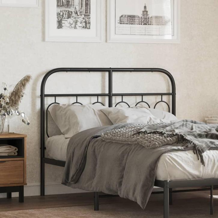 vidaXL Hoofdbord 120 cm metaal zwart, Huis en Inrichting, Slaapkamer | Bedden, Nieuw, Verzenden